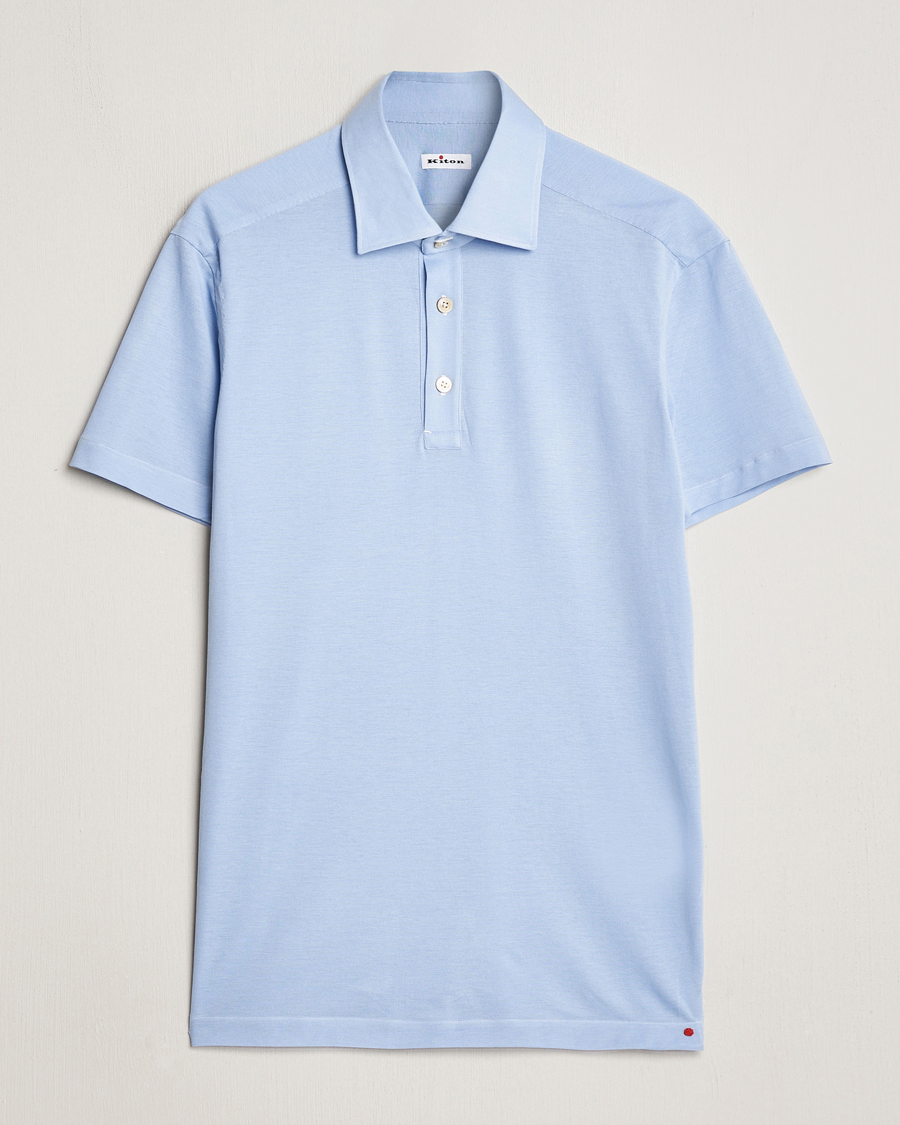 Herre | Pikéer | Kiton | Short Sleeve Jersey Polo Light Blue