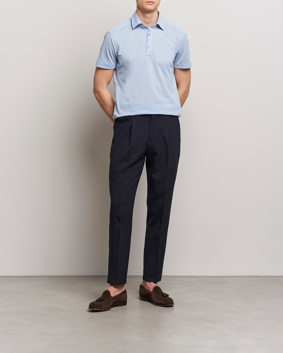 Herre | Pikéer | Kiton | Short Sleeve Jersey Polo Light Blue