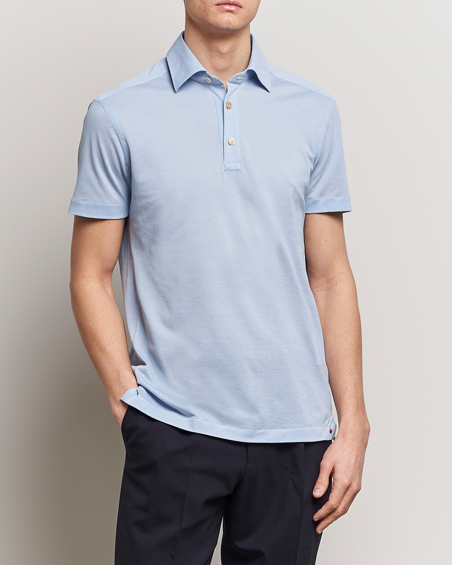 Herre | Klær | Kiton | Short Sleeve Jersey Polo Light Blue