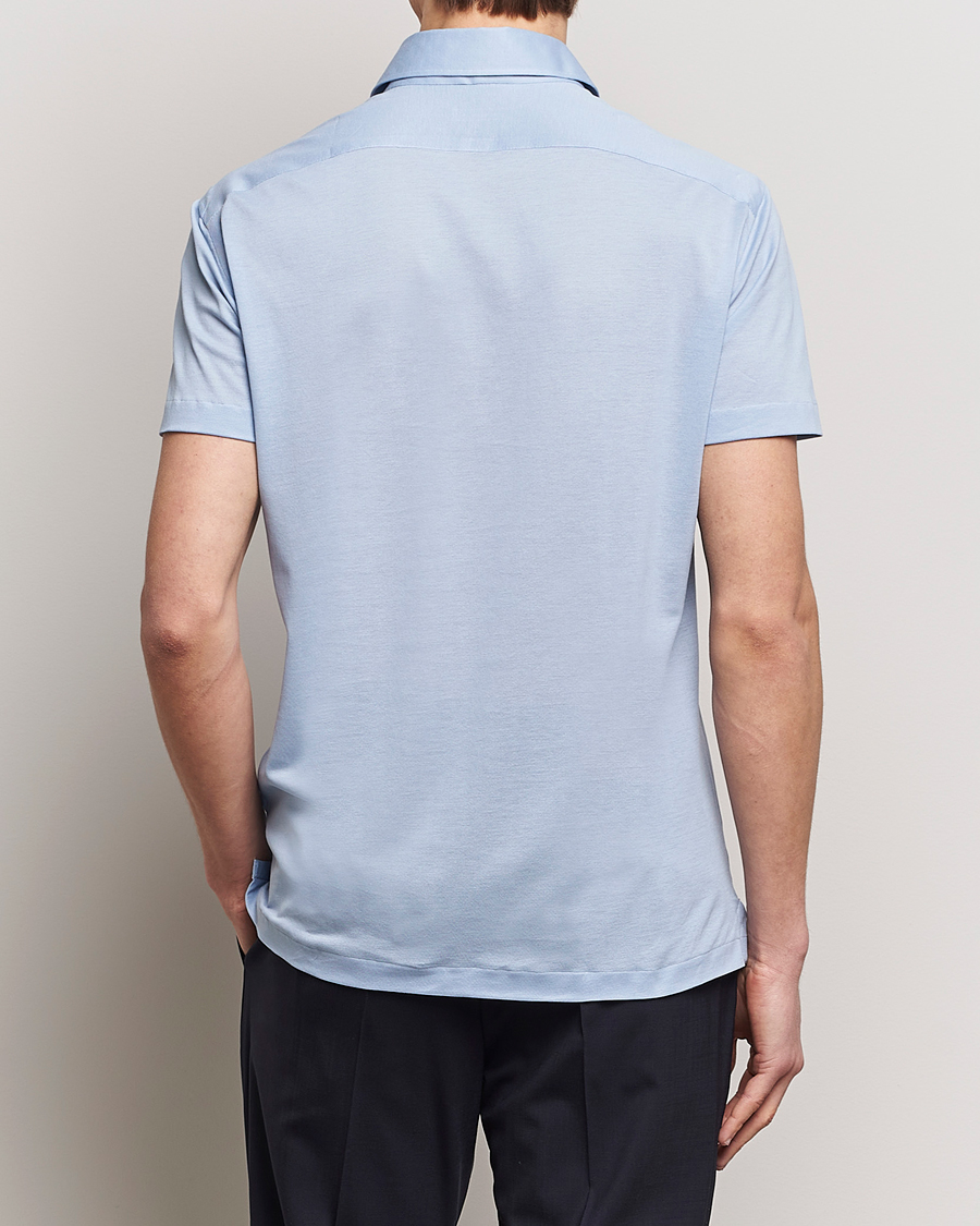 Herre | Pikéer | Kiton | Short Sleeve Jersey Polo Light Blue