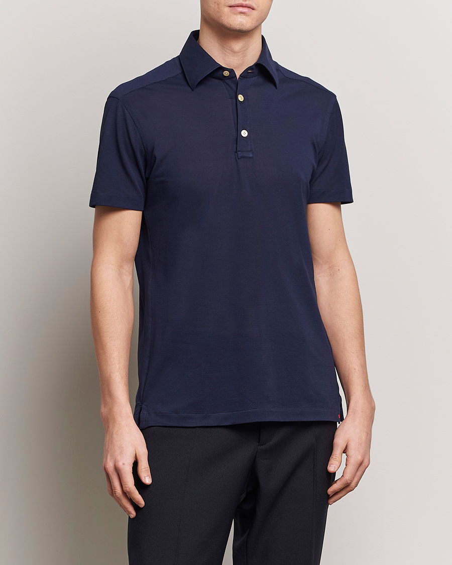Herre | Luxury Brands | Kiton | Short Sleeve Jersey Polo Navy