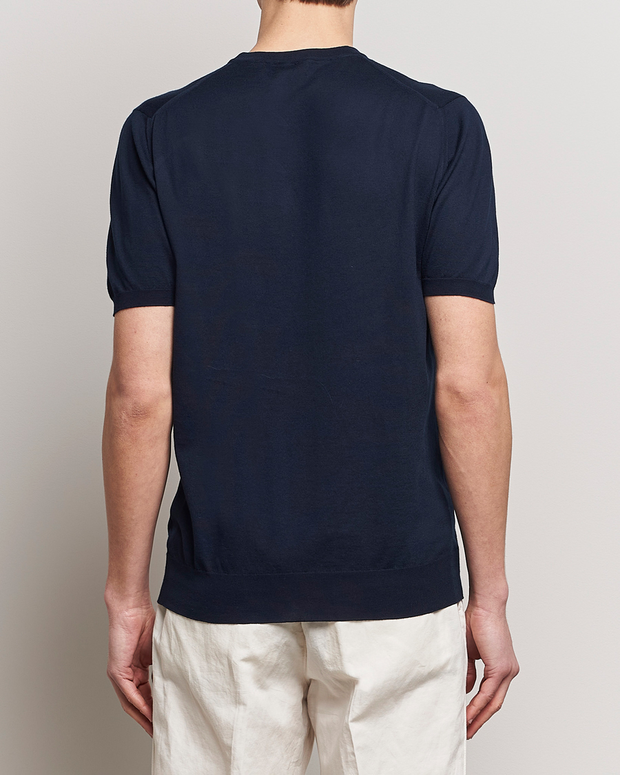 Herre | T-Shirts | Kiton | Sea Island Cotton Knit T-Shirt Navy