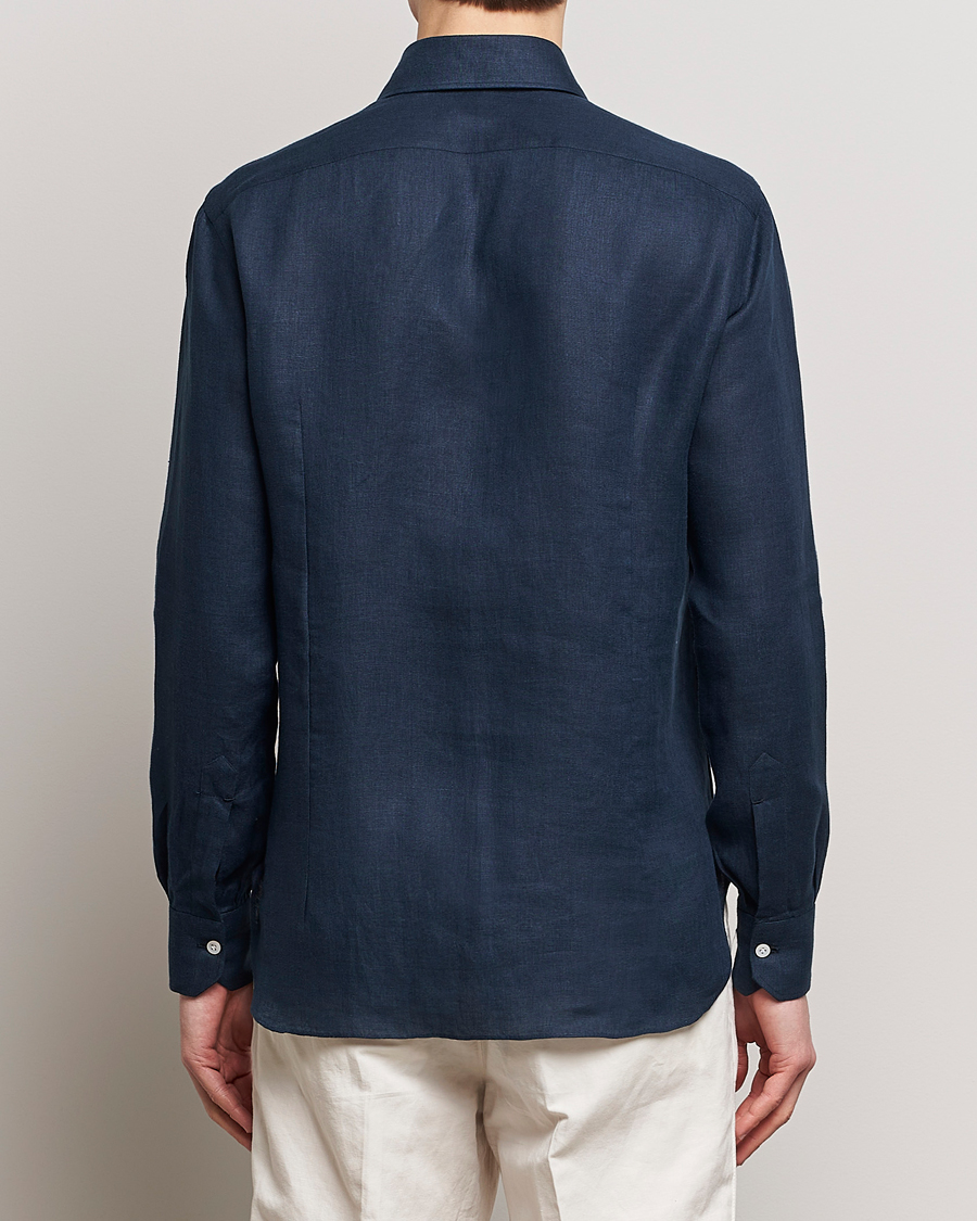 Herre | Skjorter | Kiton | Linen Sport Shirt Navy