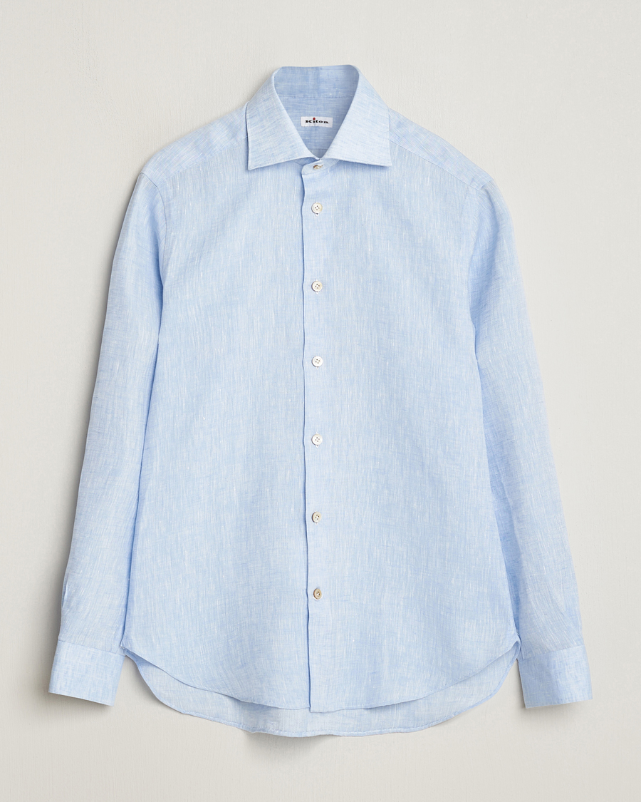 Herre | Skjorter | Kiton | Linen Sport Shirt Light Blue