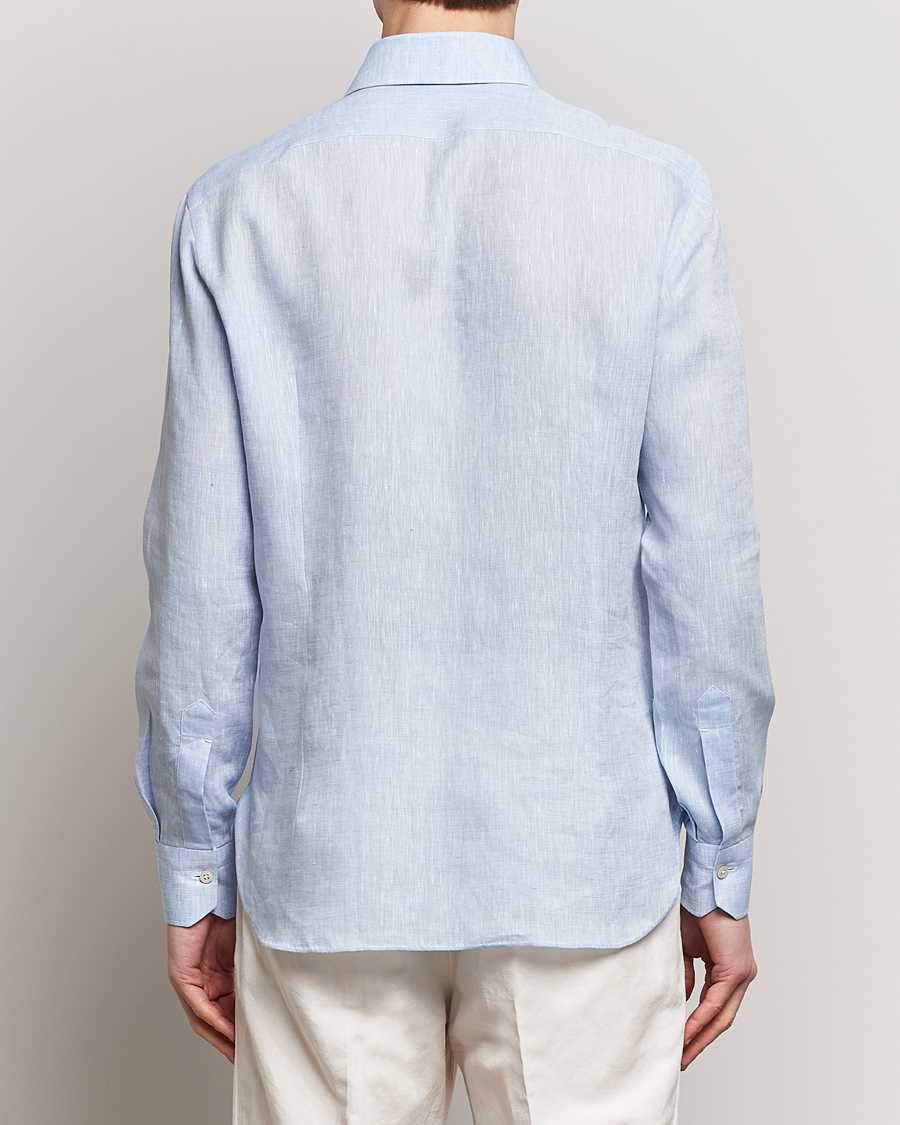 Herre | Skjorter | Kiton | Linen Sport Shirt Light Blue