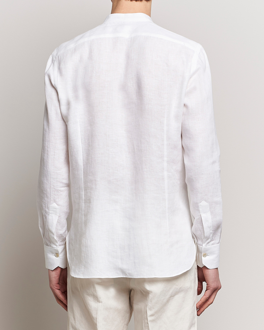 Herre | Skjorter | Kiton | Linen Guru Collar Shirt White