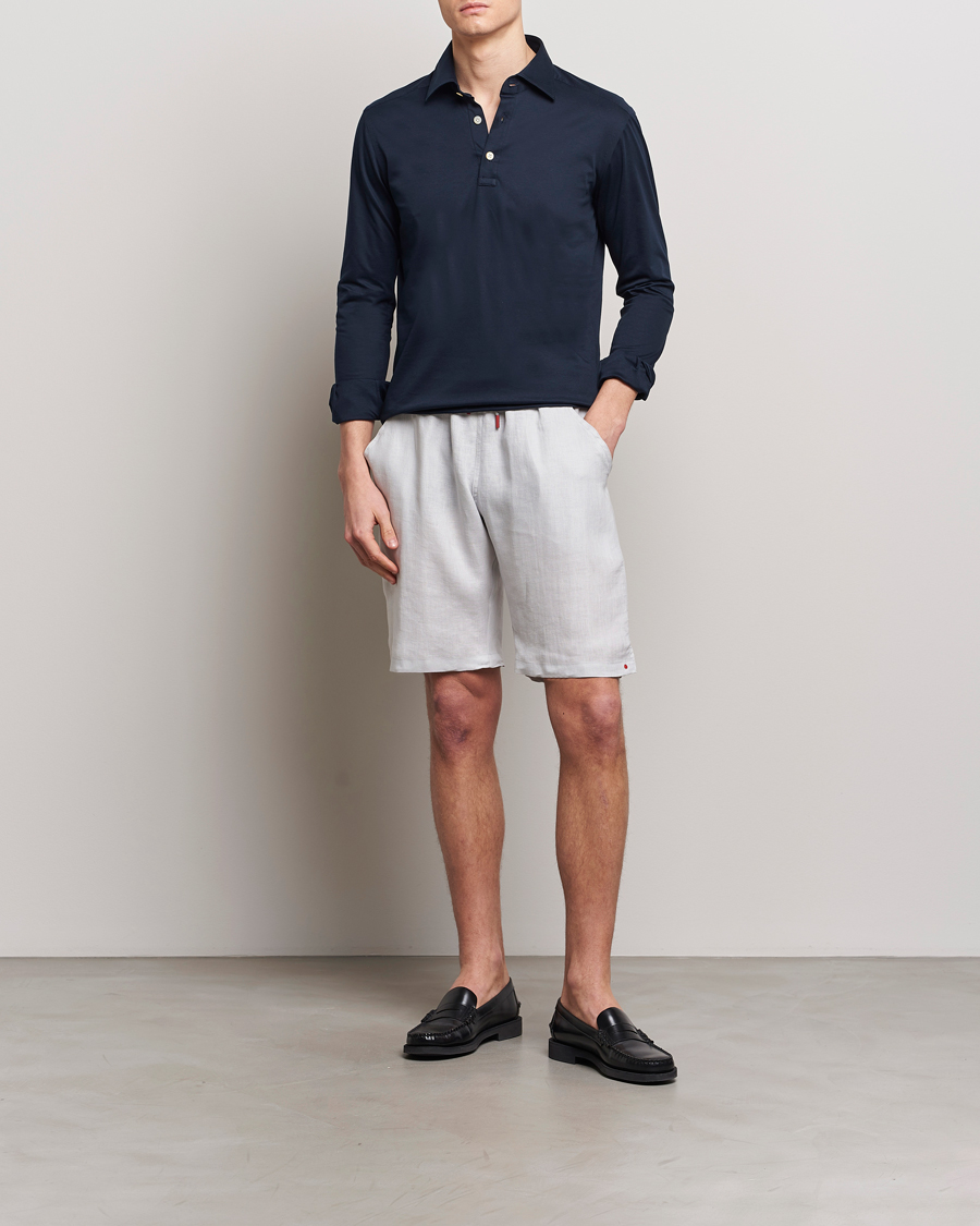 Herre | Shorts | Kiton | Linen Drawstring Shorts Light Grey