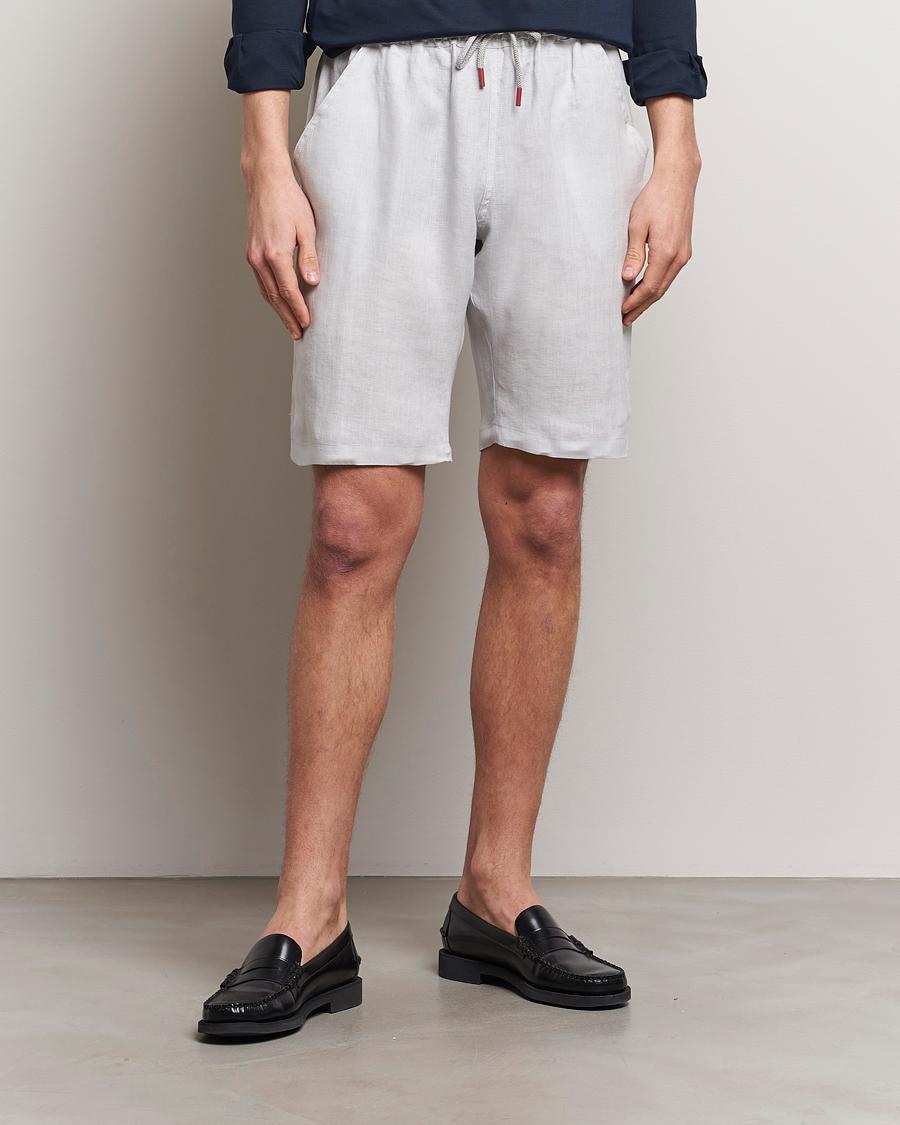 Herre | Avdelinger | Kiton | Linen Drawstring Shorts Light Grey