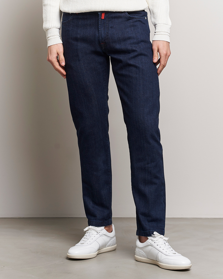 Herre | Blå jeans | Kiton | Slim Fit 5-Pocket Jeans Dark Indigo