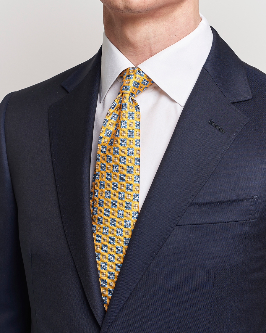 Herre | Avdelinger | Kiton | Printed Medallion Silk Tie Yellow