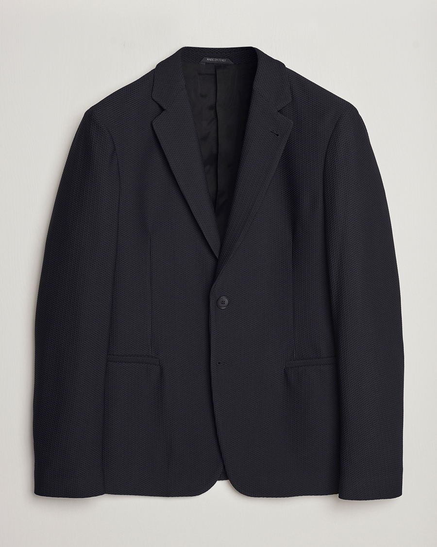 Herre | Dressjakker | Giorgio Armani | Single Breasted Mesh Blazer Black