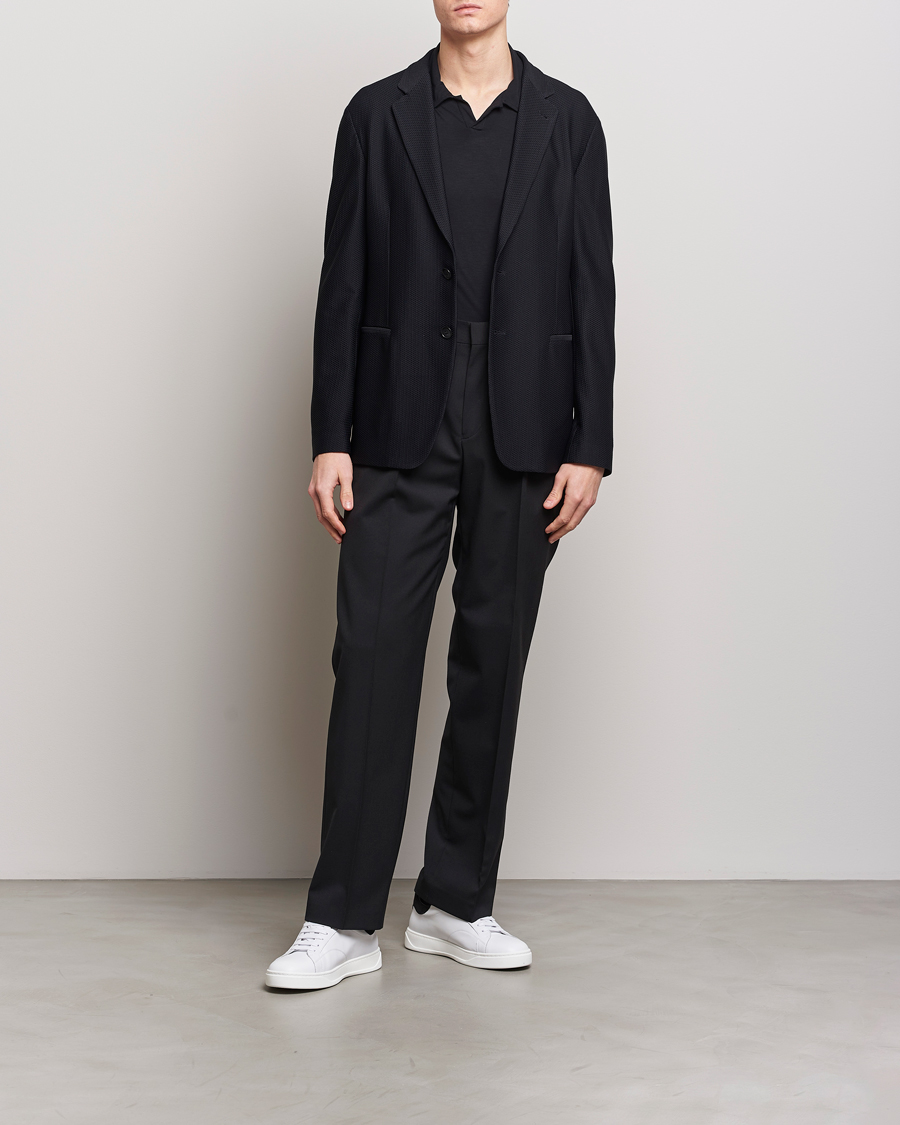 Herre | Dressjakker | Giorgio Armani | Single Breasted Mesh Blazer Black