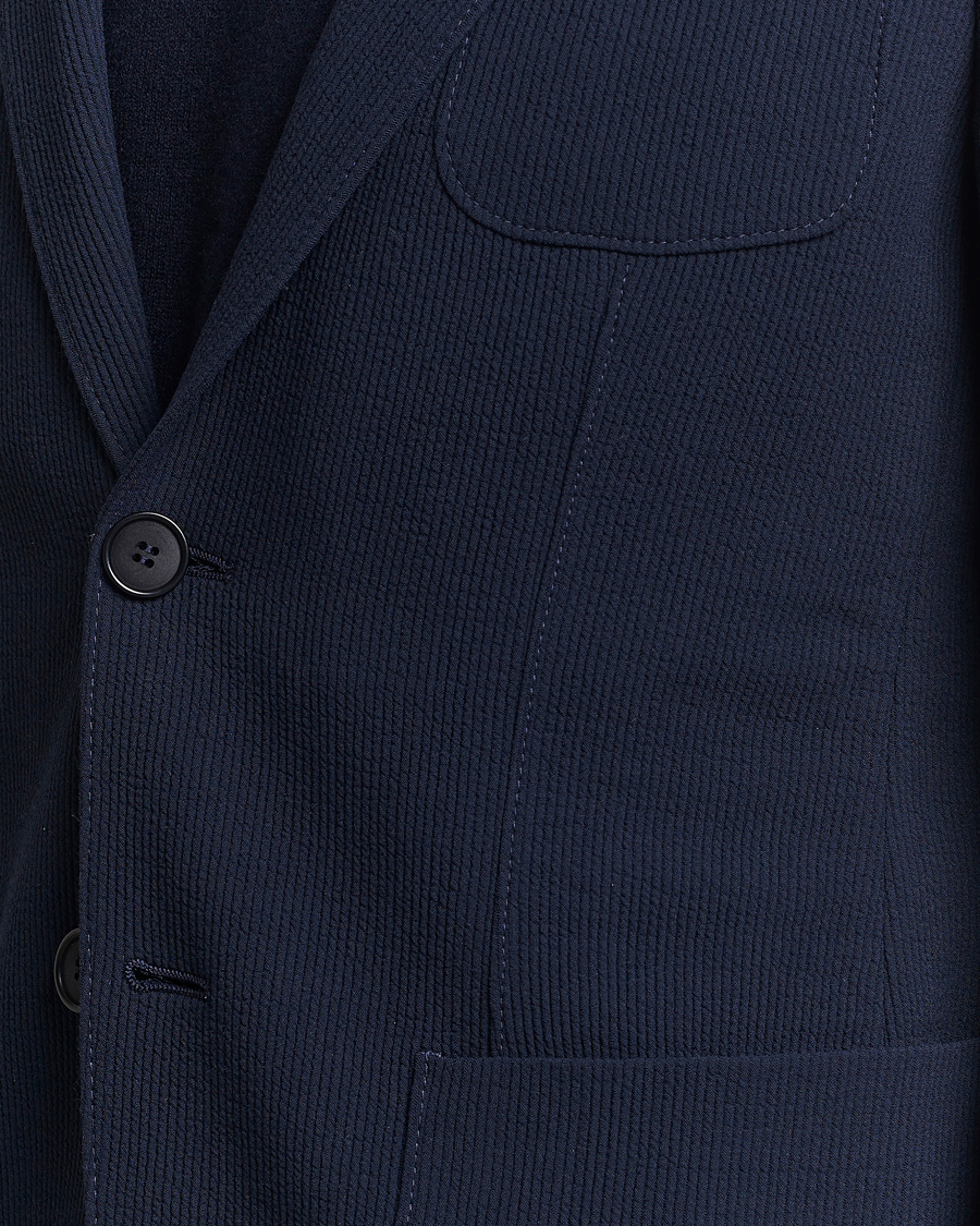 Herre | Dressjakker | Giorgio Armani | Single Breasted Rib Wool Blazer Navy