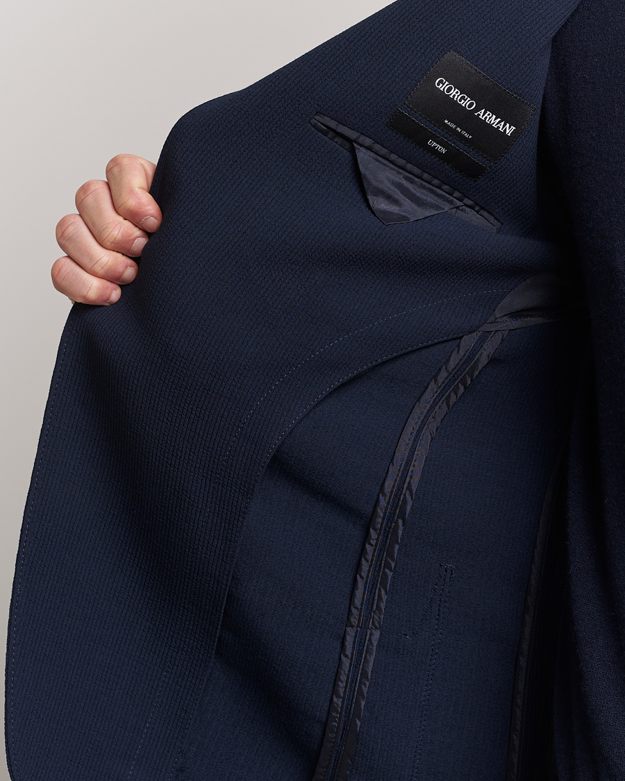 Herre | Dressjakker | Giorgio Armani | Single Breasted Rib Wool Blazer Navy