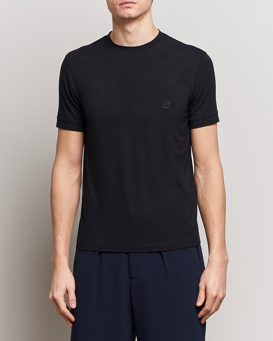 Herre |  | Giorgio Armani | Embroidered Logo T-Shirt Black