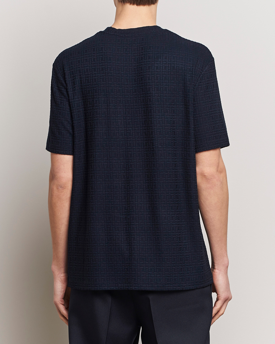 Herre | T-Shirts | Giorgio Armani | Short Sleeve Cashmere Stretch T-Shirt Navy
