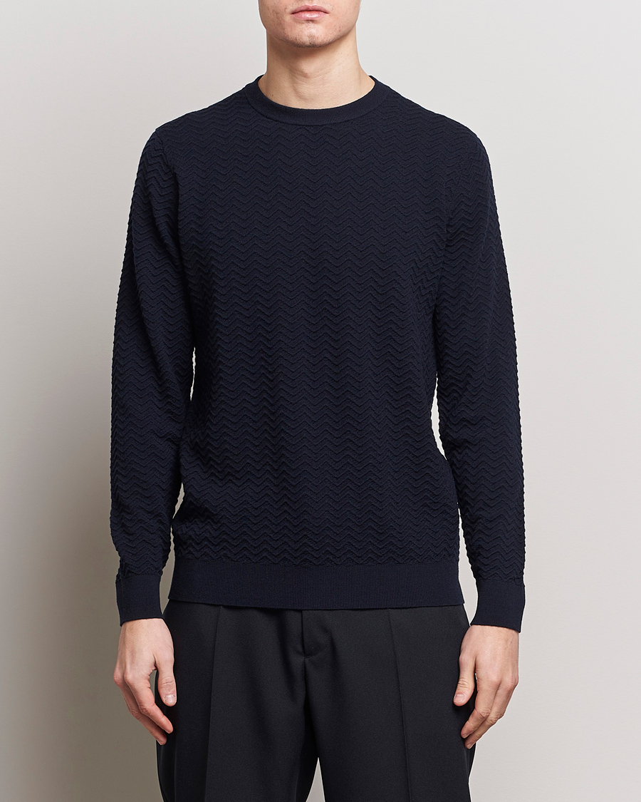 Herre |  | Giorgio Armani | Wool Chevron Pullover Navy