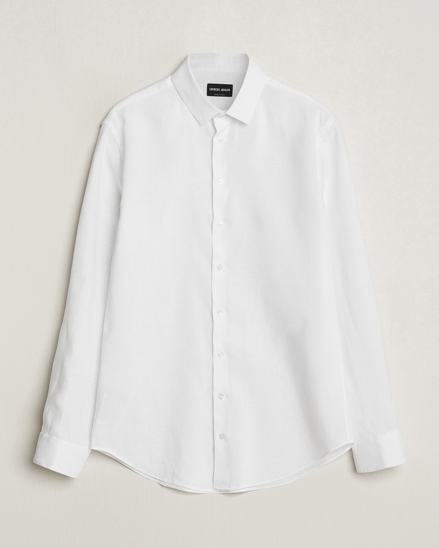 Herre | Skjorter | Giorgio Armani | Slim Fit Linen Shirt White