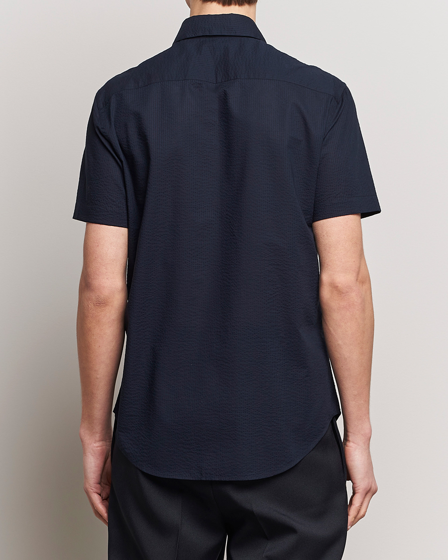 Herre | Skjorter | Giorgio Armani | Short Sleeve Seersucker Shirt Navy