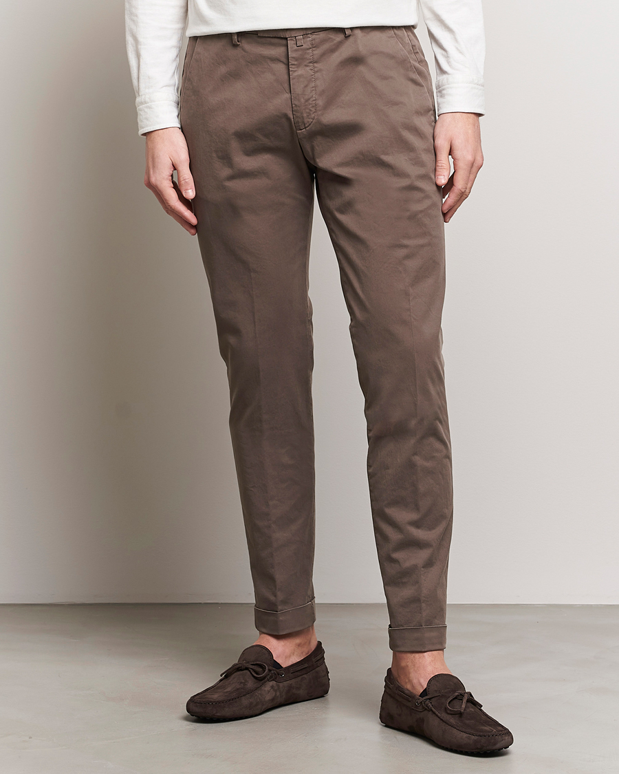 Herre | Italian Department | Briglia 1949 | Slim Fit Cotton Stretch Chinos Brown