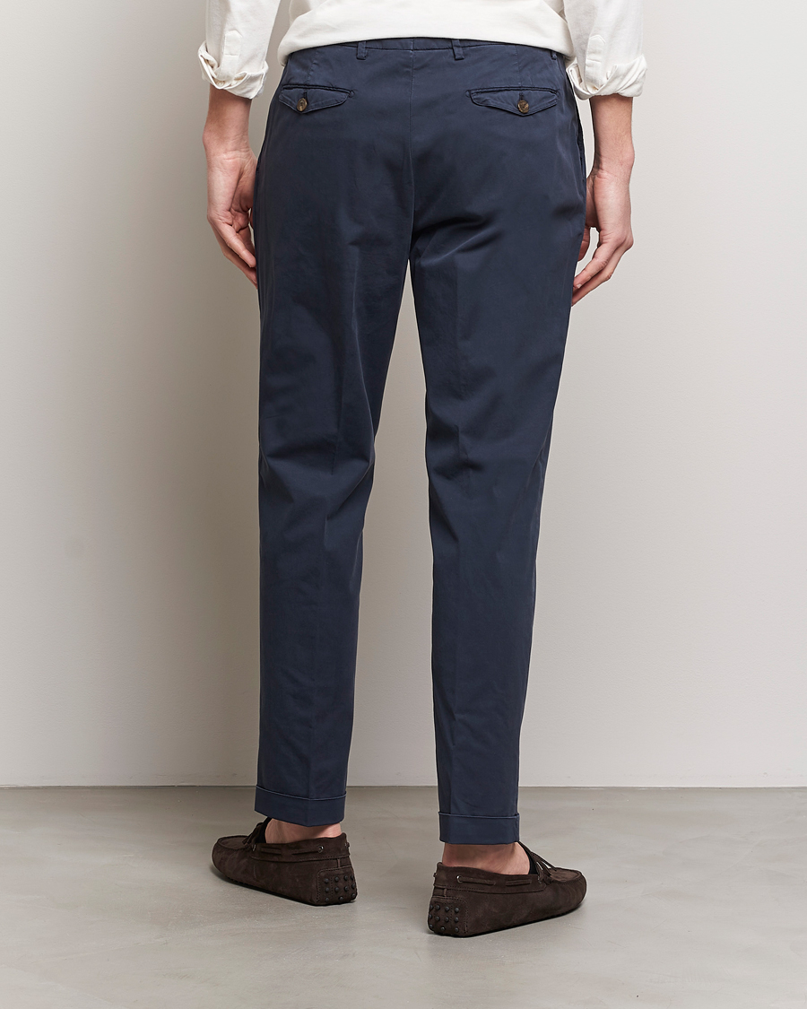 Herre | Bukser | Briglia 1949 | Easy Fit Pleated Cotton Stretch Chino Navy