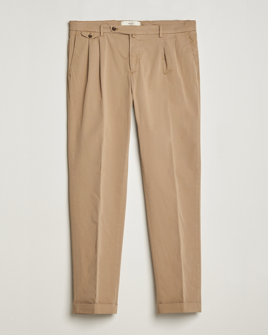 Herre | Bukser | Briglia 1949 | Easy Fit Pleated Cotton Stretch Chino Taupe