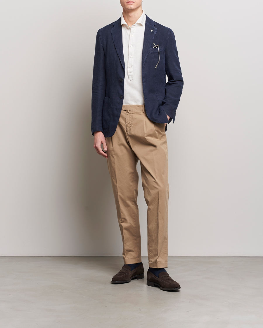 Herre | Bukser | Briglia 1949 | Easy Fit Pleated Cotton Stretch Chino Taupe