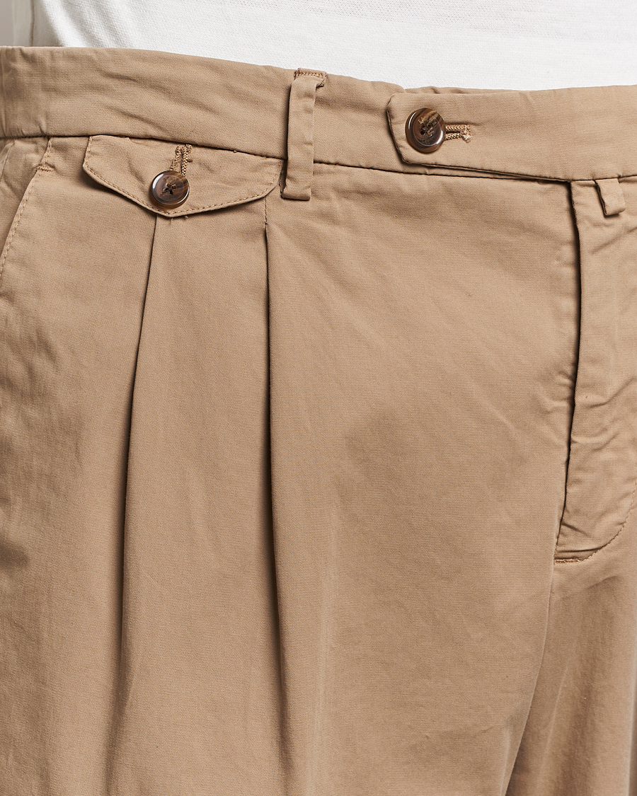 Herre | Bukser | Briglia 1949 | Easy Fit Pleated Cotton Stretch Chino Taupe