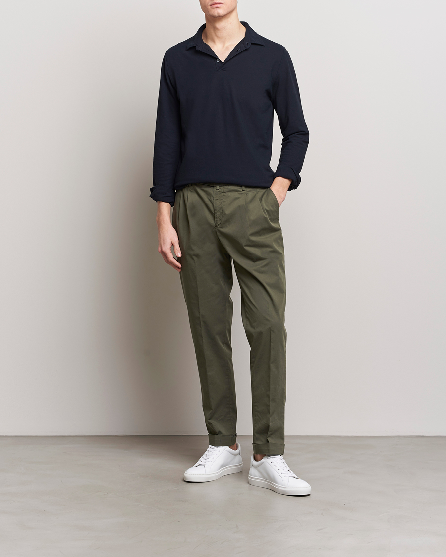 Herre | Bukser | Briglia 1949 | Easy Fit Pleated Cotton Stretch Chino Olive
