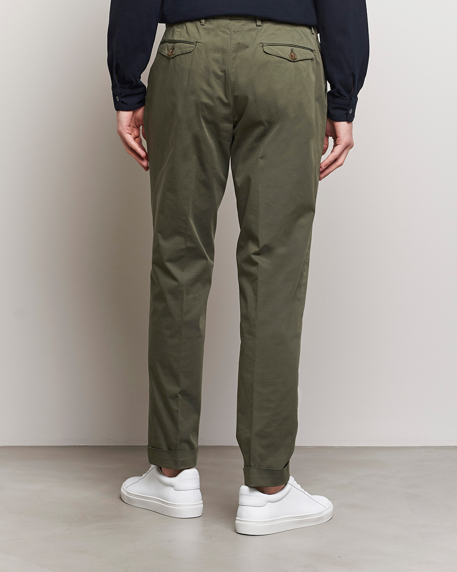 Herre | Bukser | Briglia 1949 | Easy Fit Pleated Cotton Stretch Chino Olive