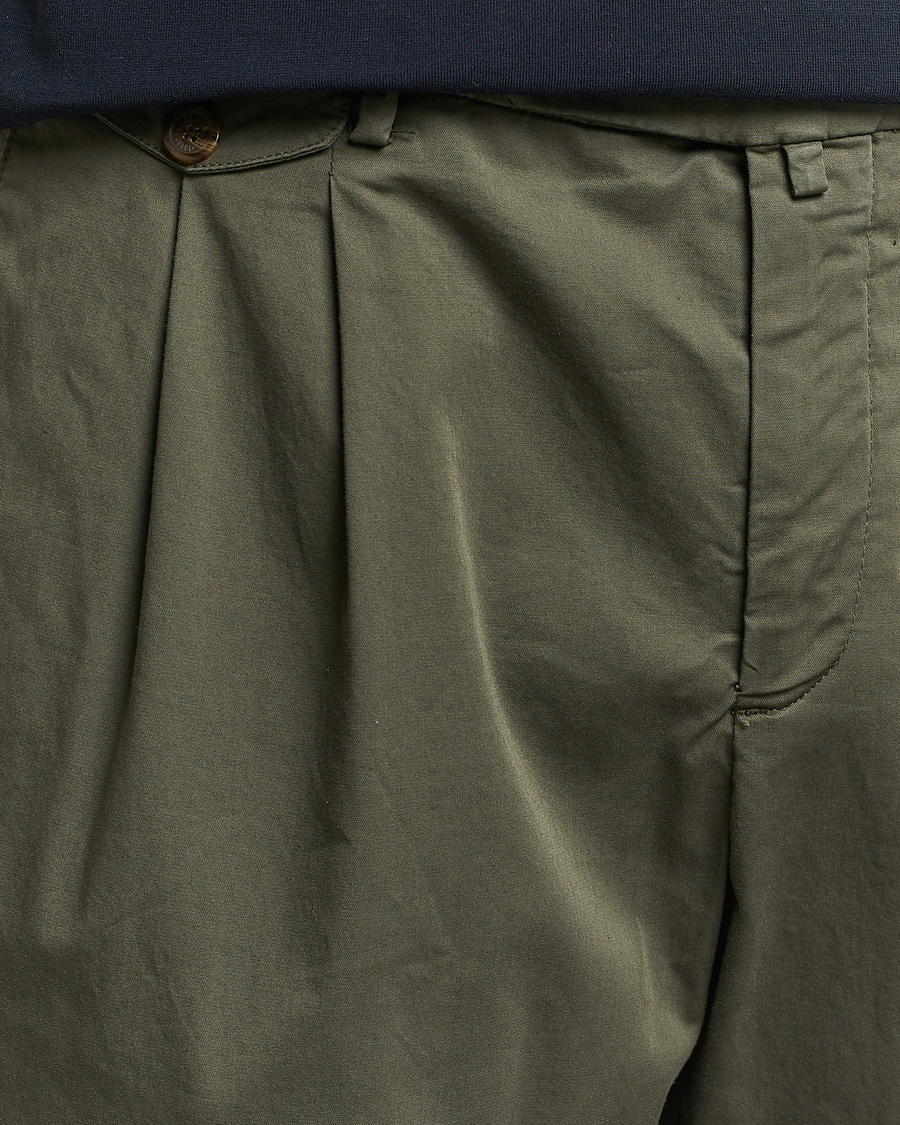 Herre | Bukser | Briglia 1949 | Easy Fit Pleated Cotton Stretch Chino Olive