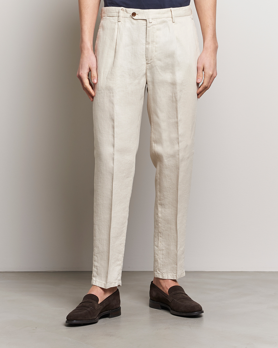 Herre | Avdelinger | Briglia 1949 | Pleated Linen Trousers Beige