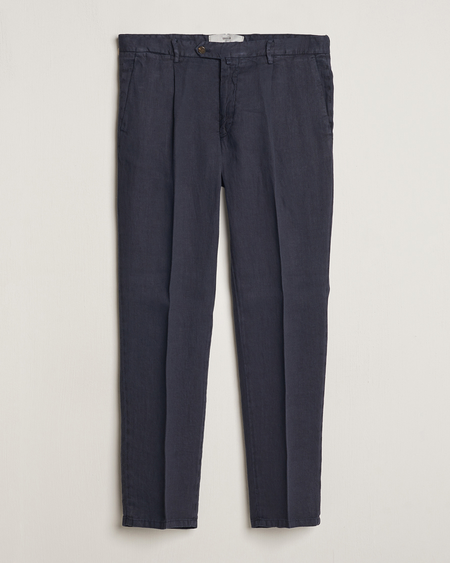 Herre | Bukser | Briglia 1949 | Pleated Linen Trousers Navy