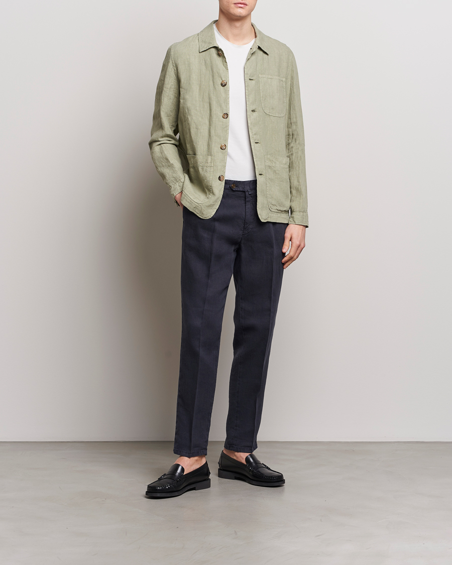 Herre | Bukser | Briglia 1949 | Pleated Linen Trousers Navy