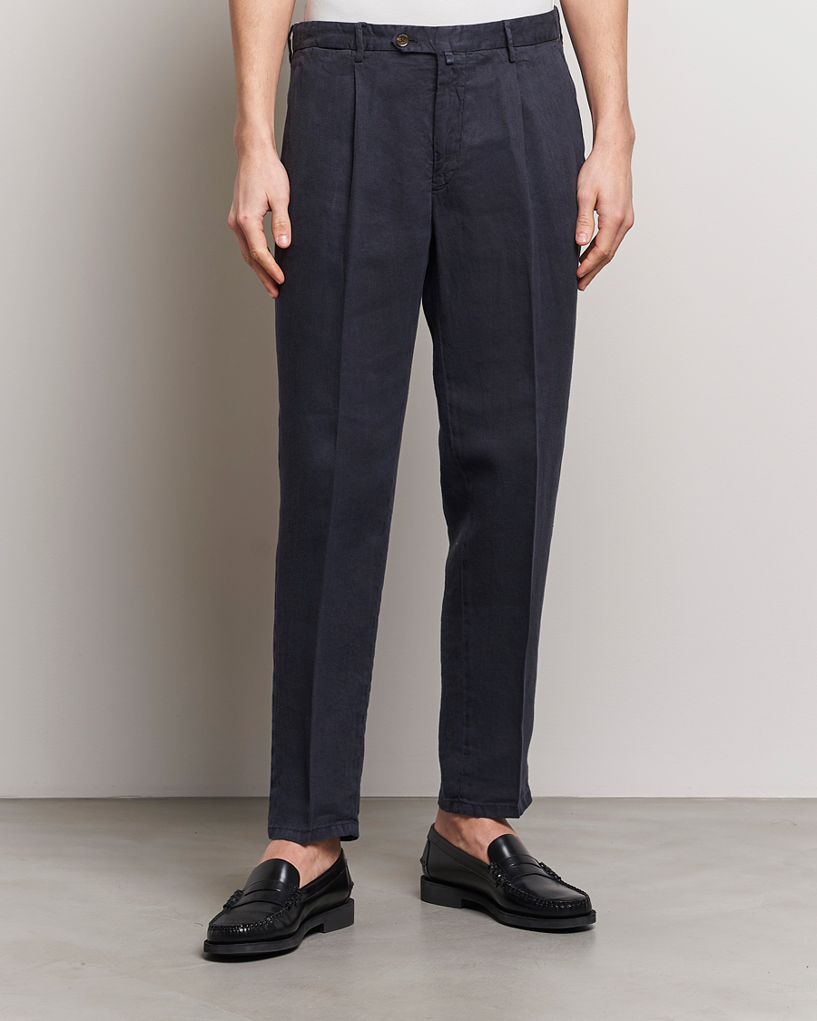 Herre | Italian Department | Briglia 1949 | Pleated Linen Trousers Navy