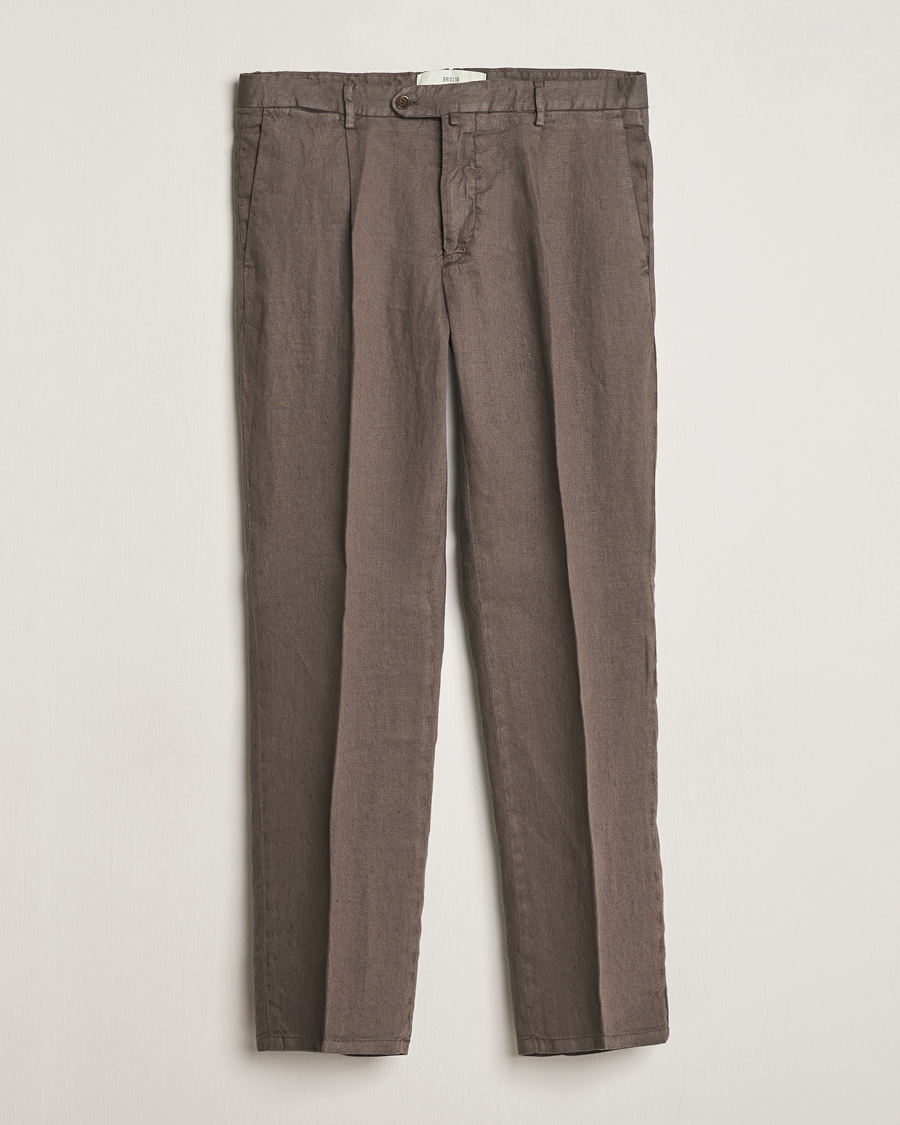 Herre | Bukser | Briglia 1949 | Pleated Linen Trousers Brown