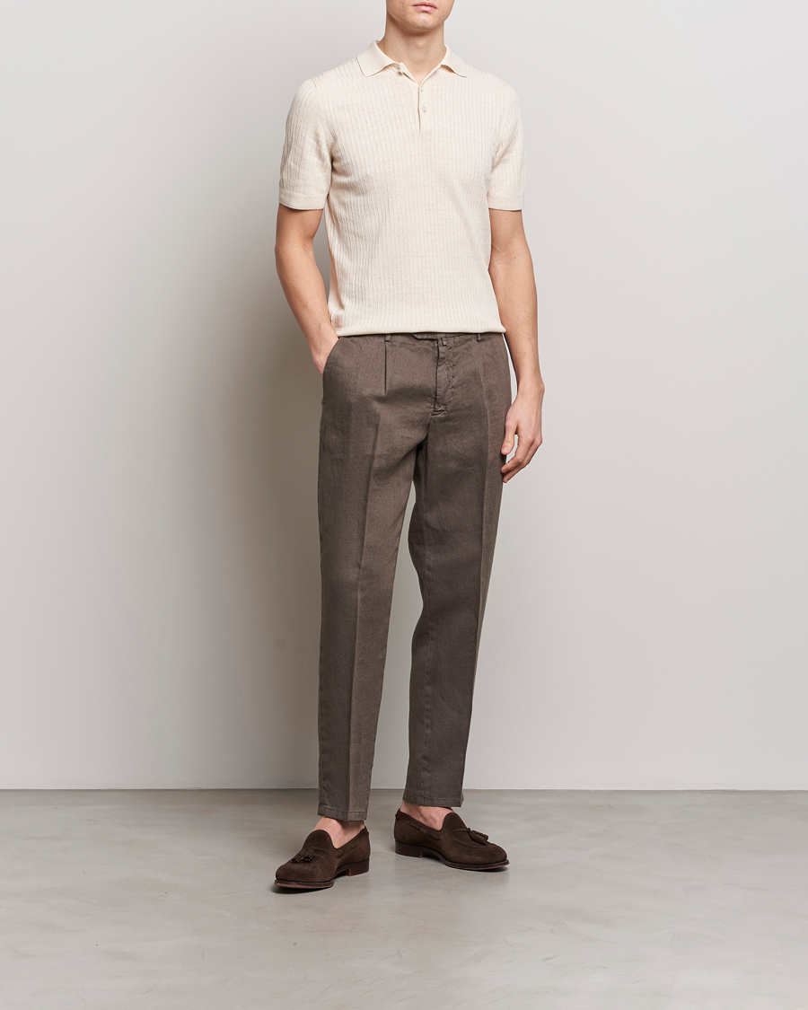 Herre | Bukser | Briglia 1949 | Pleated Linen Trousers Brown