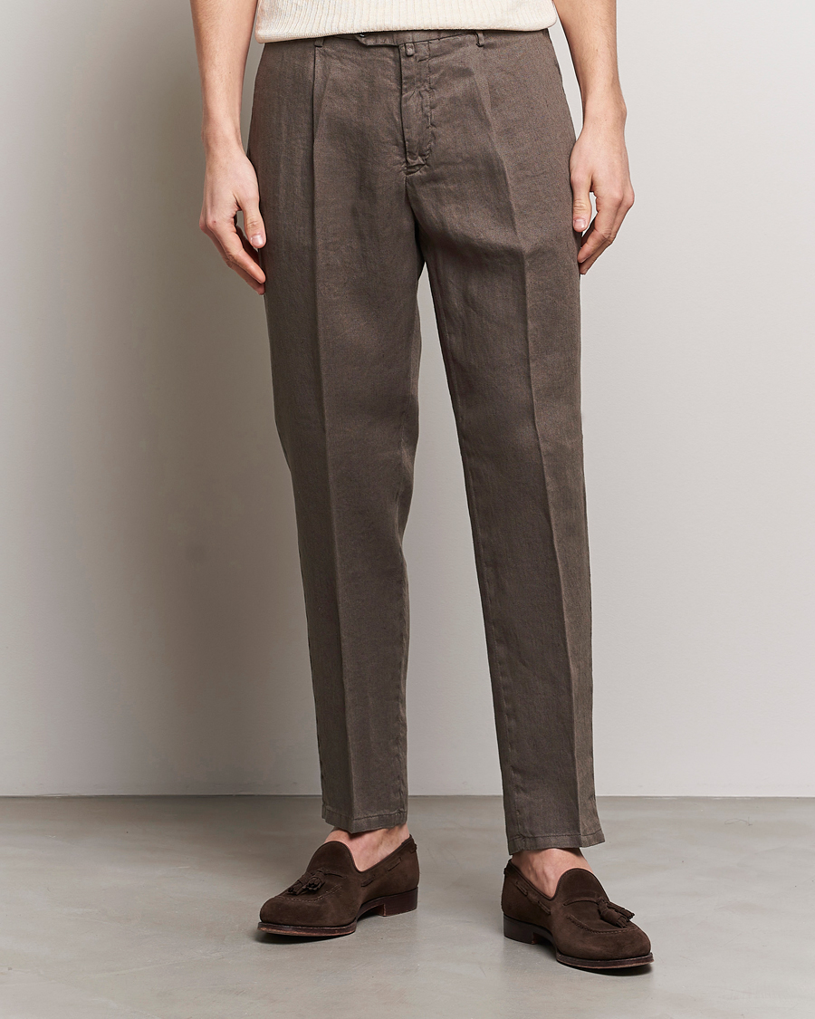 Herre | Klær | Briglia 1949 | Pleated Linen Trousers Brown