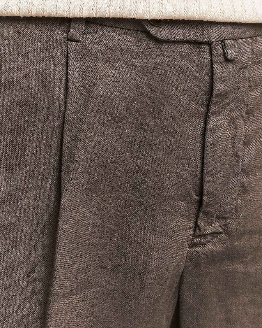 Herre | Bukser | Briglia 1949 | Pleated Linen Trousers Brown