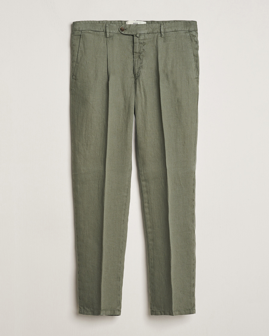 Herre | Bukser | Briglia 1949 | Pleated Linen Trousers Olive