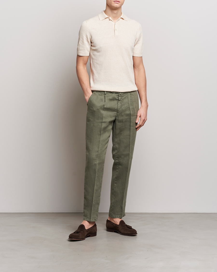 Herre | Bukser | Briglia 1949 | Pleated Linen Trousers Olive