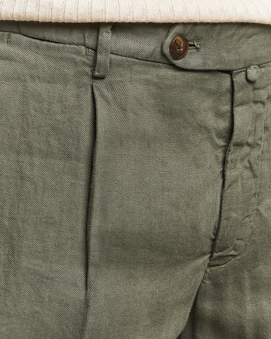 Herre | Bukser | Briglia 1949 | Pleated Linen Trousers Olive