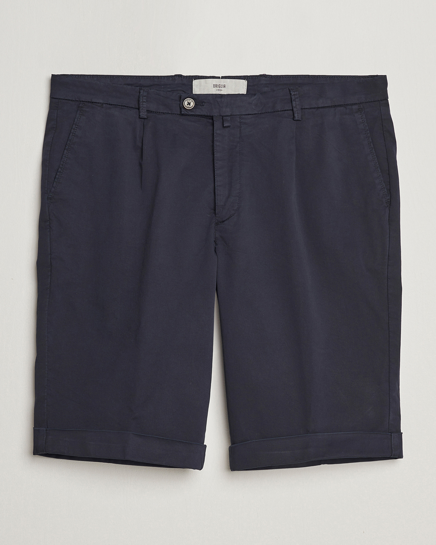 Herre | Shorts | Briglia 1949 | Pleated Cotton Shorts Navy