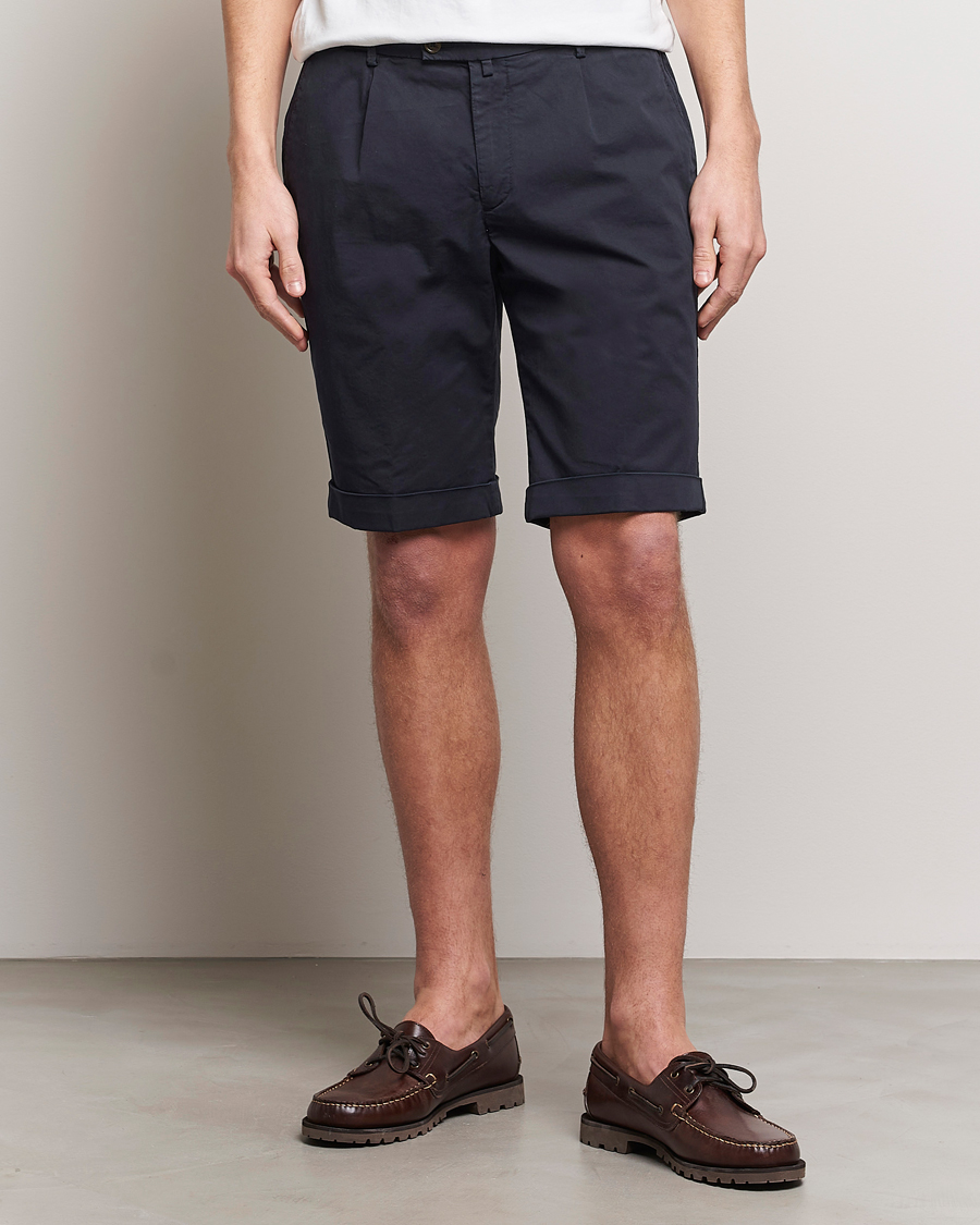 Herre | Chinosshorts | Briglia 1949 | Pleated Cotton Shorts Navy