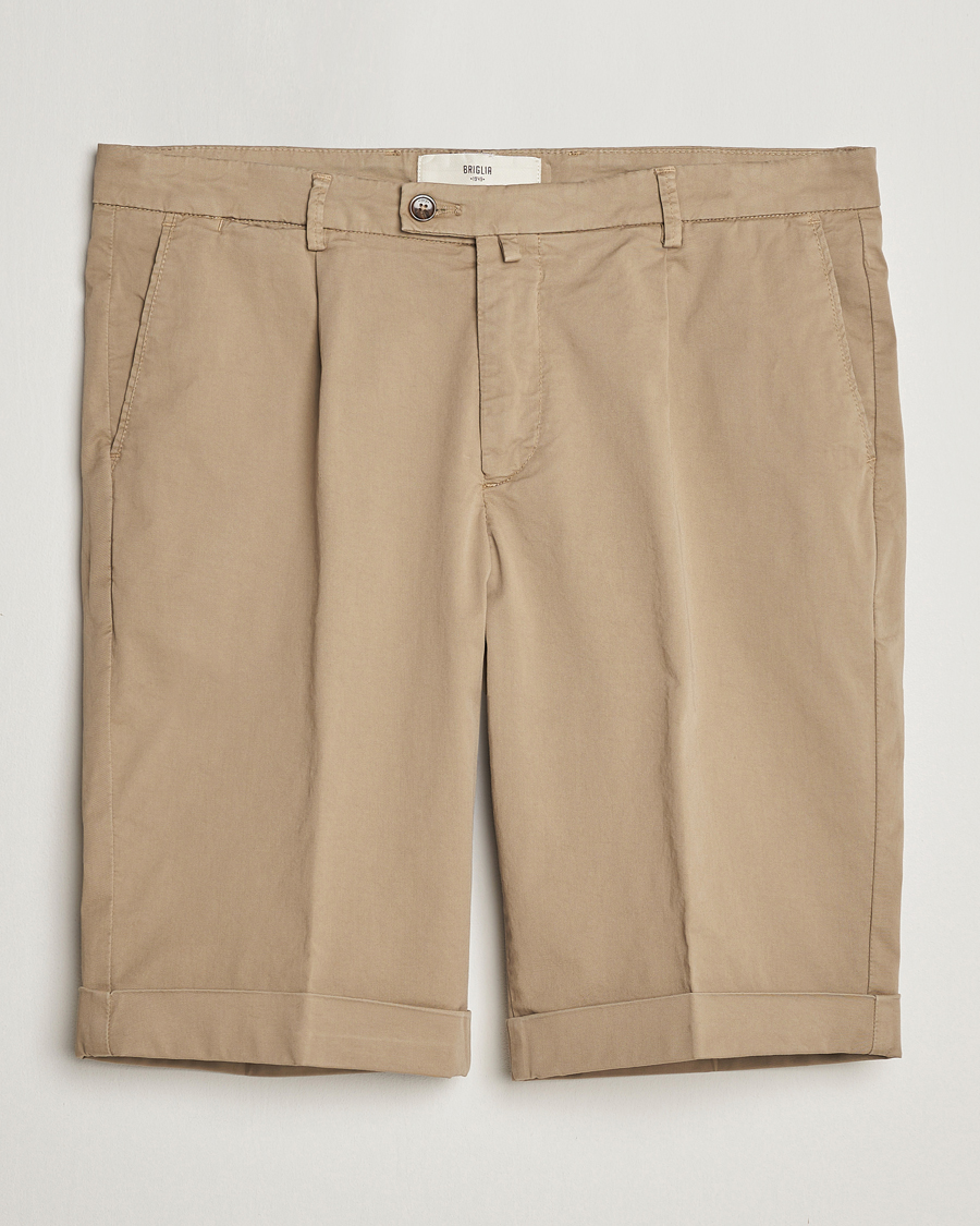 Herre | Shorts | Briglia 1949 | Pleated Cotton Shorts Taupe