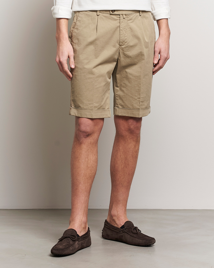 Herre | Klær | Briglia 1949 | Pleated Cotton Shorts Taupe