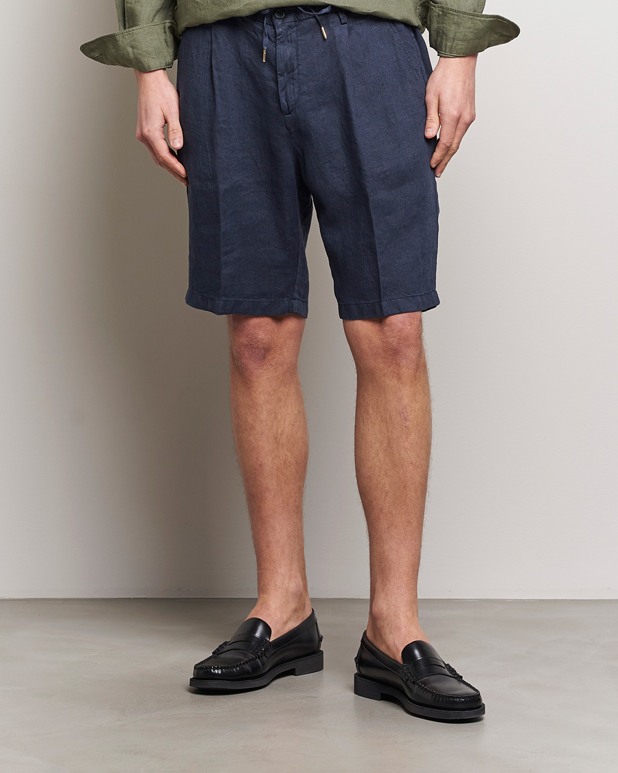 Herre | Italian Department | Briglia 1949 | Easy Fit Linen Shorts Navy