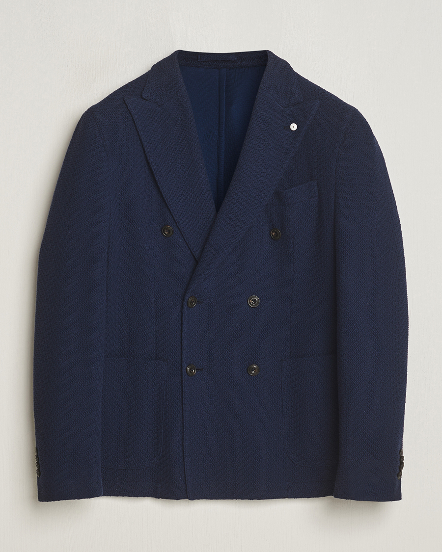 Herre | Dressjakker | L.B.M. 1911 | Double Breasted Jersey Punto Blazer Navy