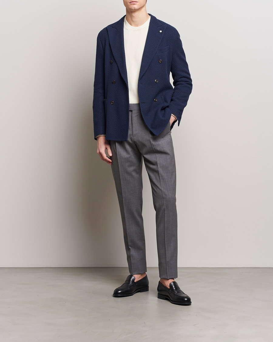Herre | Dressjakker | L.B.M. 1911 | Double Breasted Jersey Punto Blazer Navy