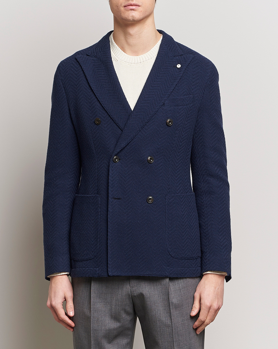 Herre | Dressjakker | L.B.M. 1911 | Double Breasted Jersey Punto Blazer Navy